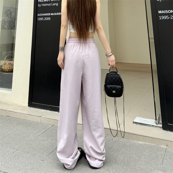 Summer gray wide leg pants wicking ice silk pants for women - Image 12