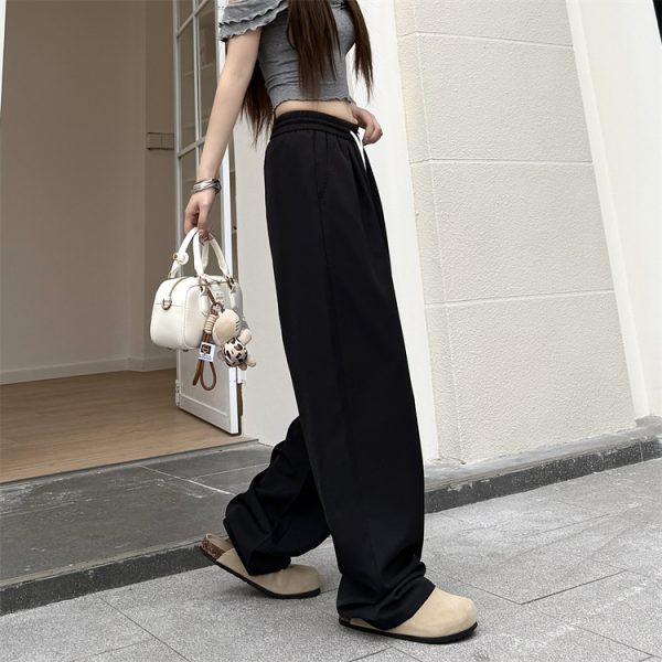 Summer gray wide leg pants wicking ice silk pants for women - Image 4