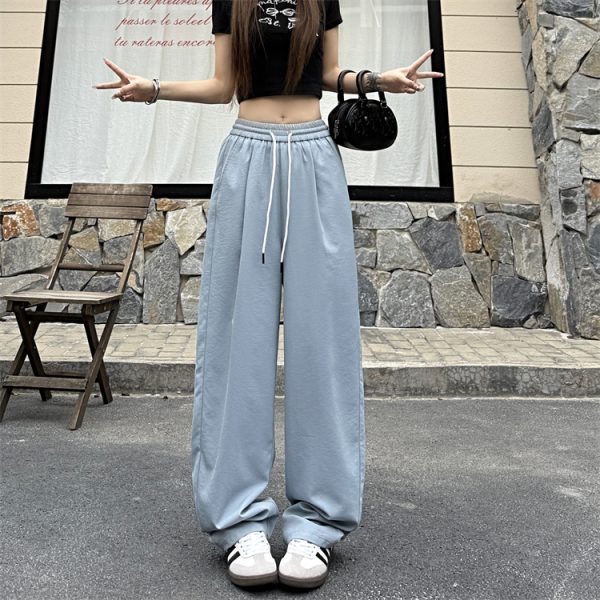 Summer gray wide leg pants wicking ice silk pants for women - Image 6