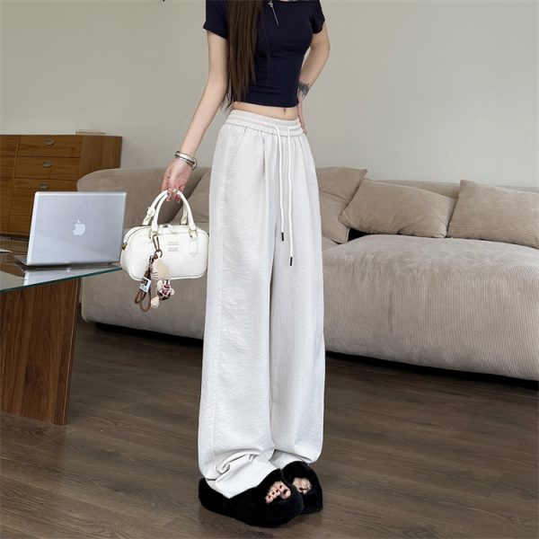 Summer gray wide leg pants wicking ice silk pants for women - Image 8