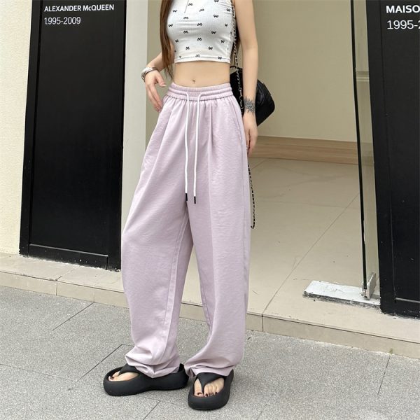 Summer gray wide leg pants wicking ice silk pants for women - Image 10