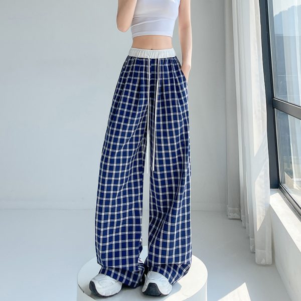 Spring and summer plaid pants wide leg pants - Image 6