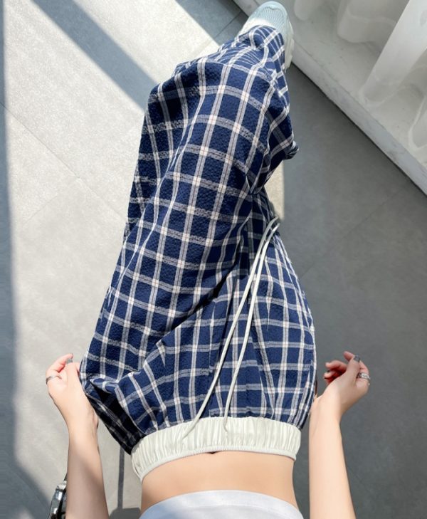 Spring and summer plaid pants wide leg pants - Image 7