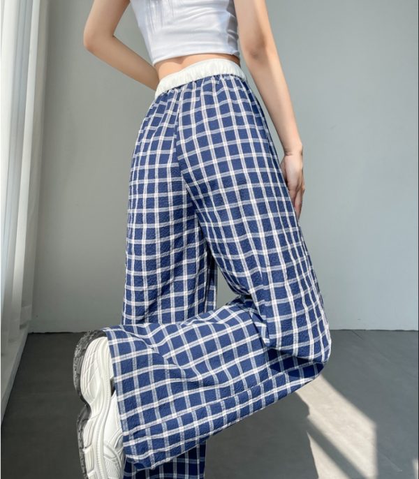 Spring and summer plaid pants wide leg pants - Image 9