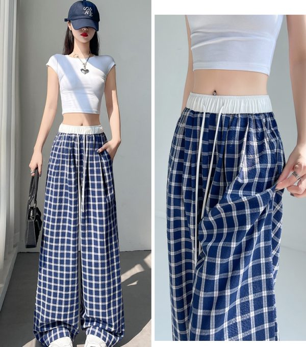 Spring and summer plaid pants wide leg pants - Image 10
