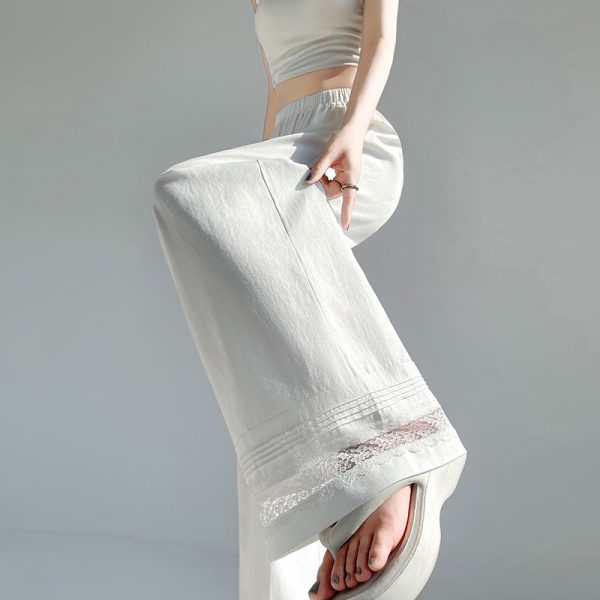 Casual wide leg pants white pants for women - Image 6