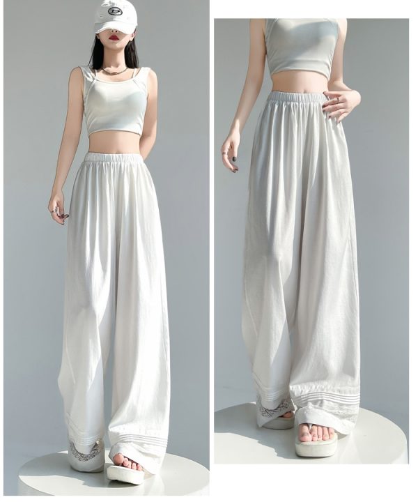 Casual wide leg pants white pants for women - Image 7