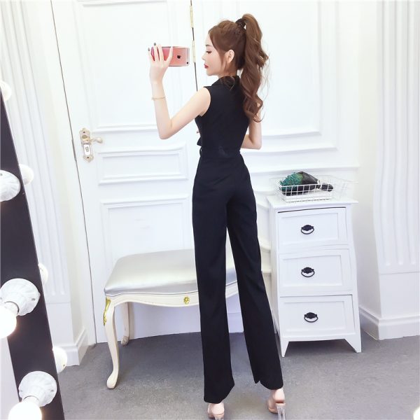 Fashion single-breasted jumpsuit lapel long pants - Image 5