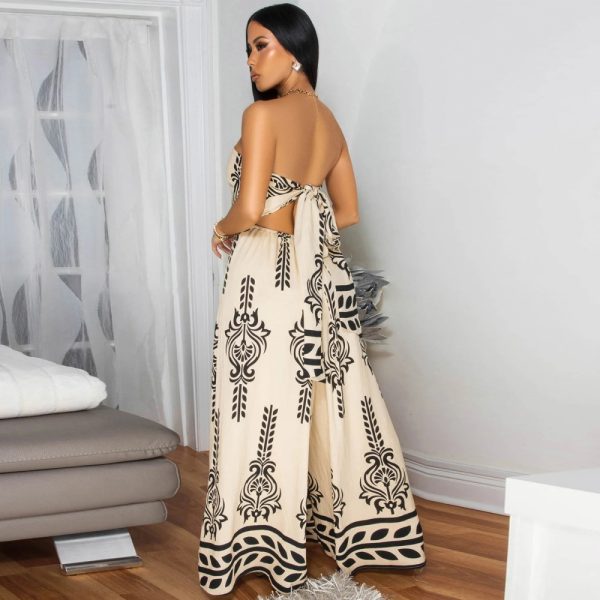 Printing culottes pinched waist jumpsuit for women - Image 10
