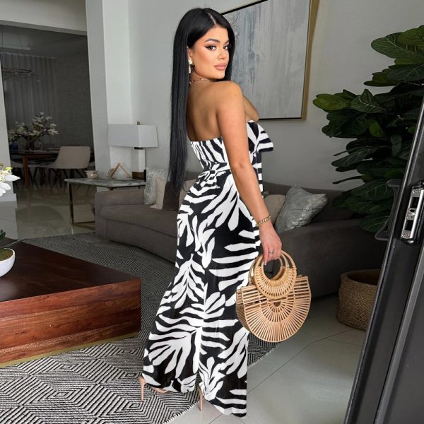 Wrapped chest collar European style jumpsuit for women - Image 2