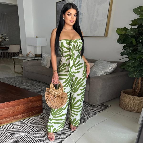 Wrapped chest collar European style jumpsuit for women - Image 3