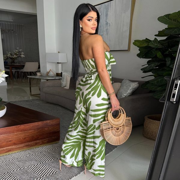 Wrapped chest collar European style jumpsuit for women - Image 4