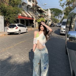 Wide leg work clothing mopping pants for women