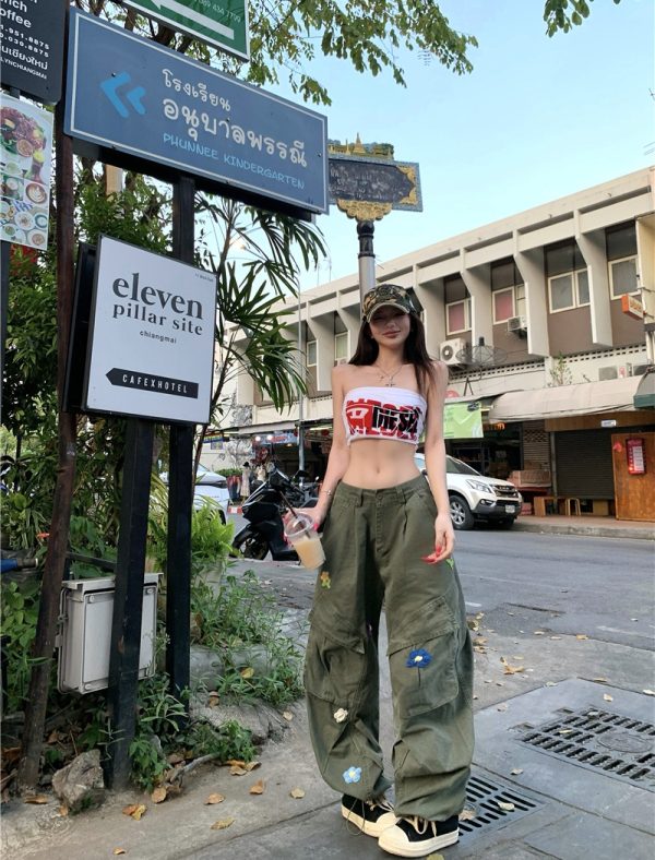 Loose couples pants embroidery work pants - Image 5