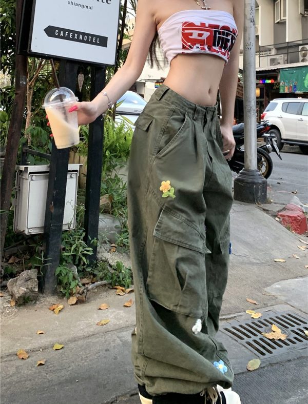 Loose couples pants embroidery work pants - Image 6