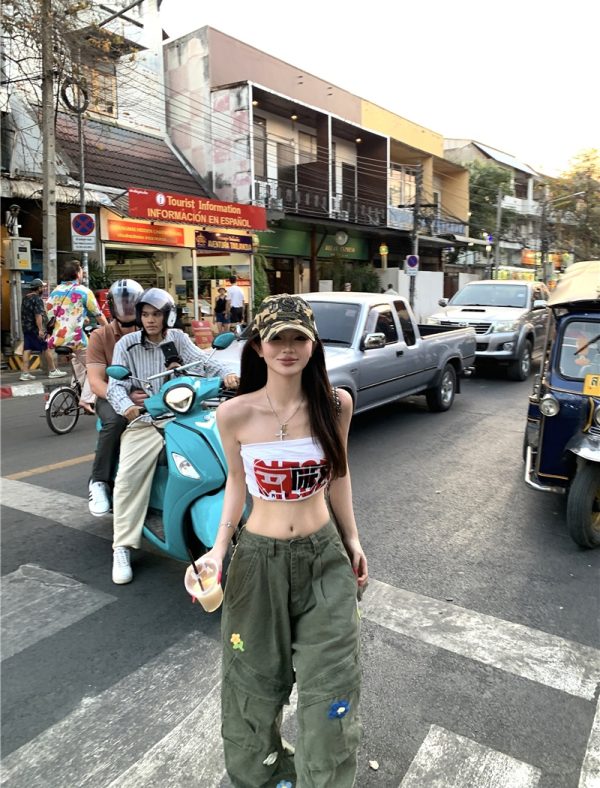 Loose couples pants embroidery work pants - Image 8