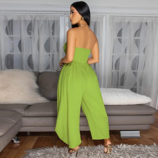 European style pure sexy wrapped chest collar jumpsuit for women - Image 5