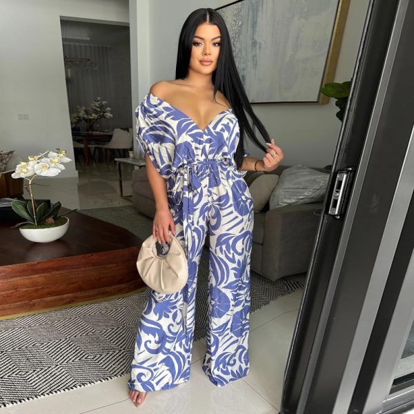 Wide leg European style bat sleeve jumpsuit for women - Image 3