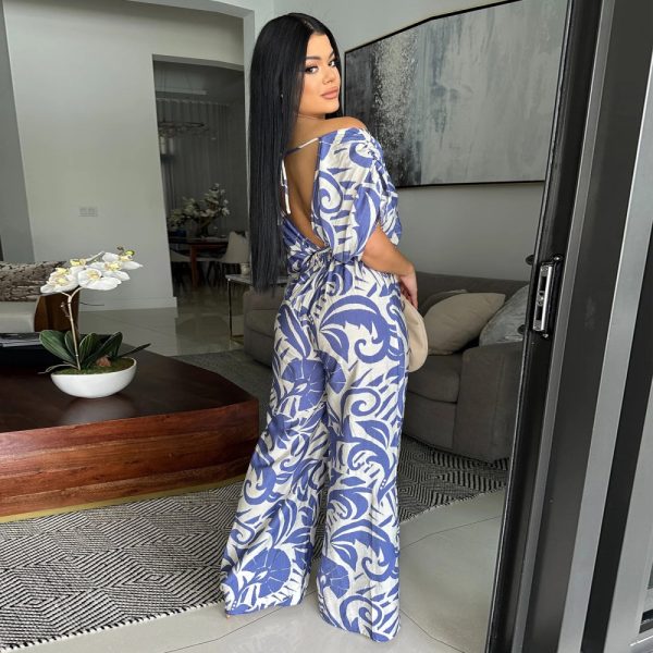 Wide leg European style bat sleeve jumpsuit for women - Image 4