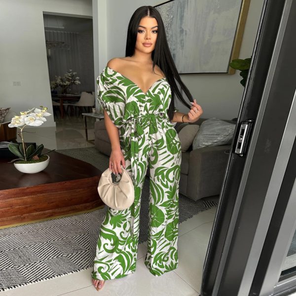 Wide leg European style bat sleeve jumpsuit for women - Image 5