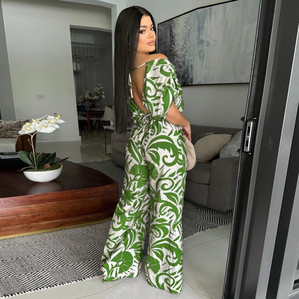 Wide leg European style bat sleeve jumpsuit for women - Image 6