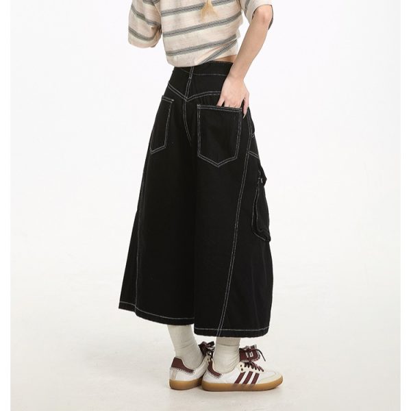 Retro denim fashion shorts loose summer washed cropped pants - Image 2