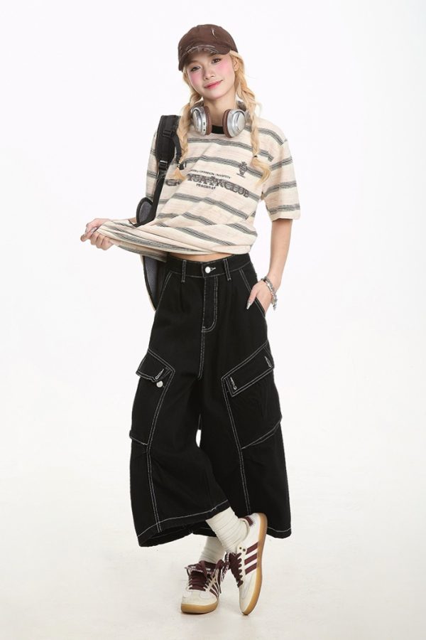 Retro denim fashion shorts loose summer washed cropped pants - Image 3