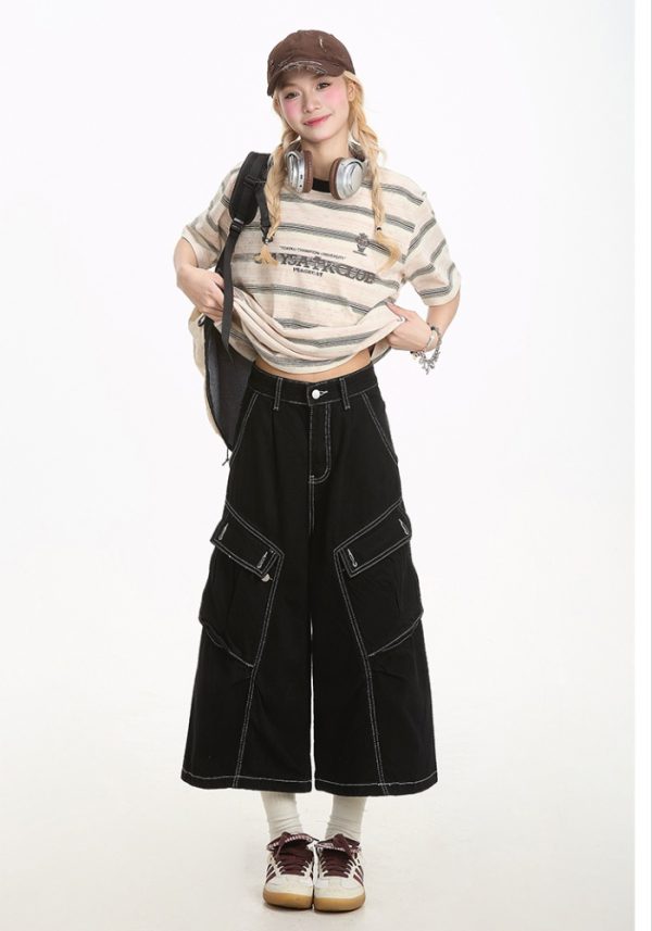 Retro denim fashion shorts loose summer washed cropped pants - Image 4