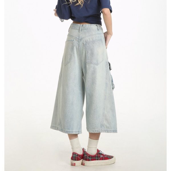 Retro denim fashion shorts loose summer washed cropped pants - Image 7
