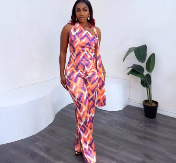 Elasticity slim printing wide leg elegant jumpsuit - Image 2