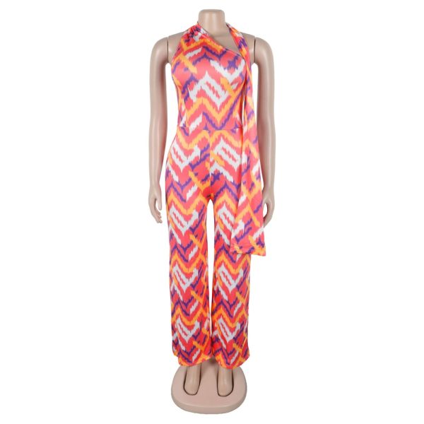 Elasticity slim printing wide leg elegant jumpsuit - Image 3