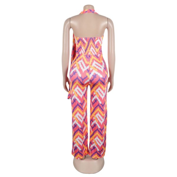 Elasticity slim printing wide leg elegant jumpsuit - Image 5