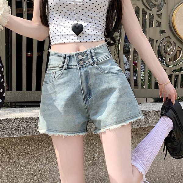 A-line burr short jeans light color shorts for women