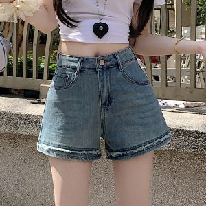 Light color burr shorts slim short jeans for women