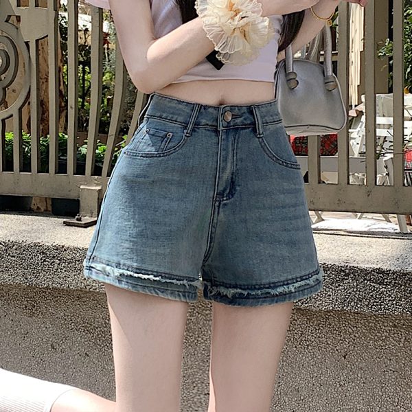 Light color burr shorts slim short jeans for women - Image 2