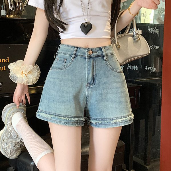 Light color burr shorts slim short jeans for women - Image 5