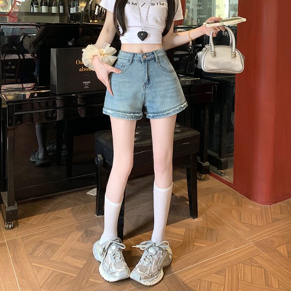 Light color burr shorts slim short jeans for women - Image 6