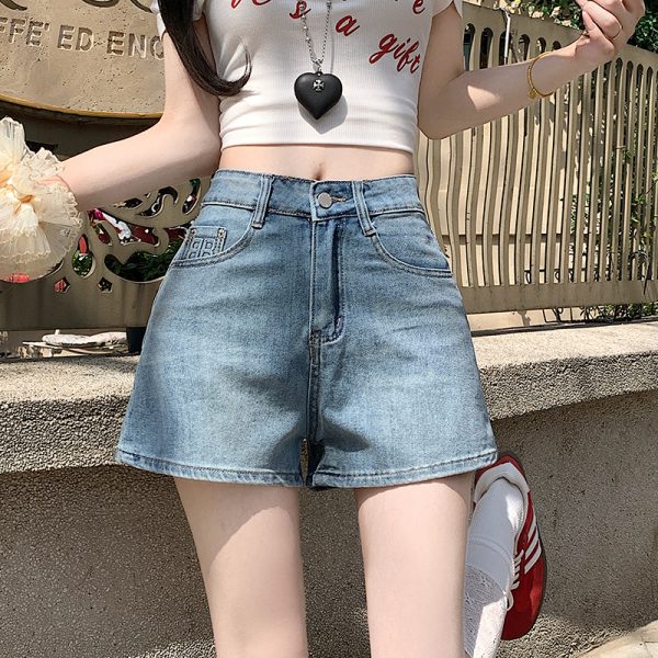 Straight slim short jeans high waist shorts for women - Image 3