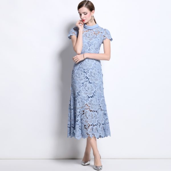 Round neck short sleeve lace spring and summer dress - Image 2