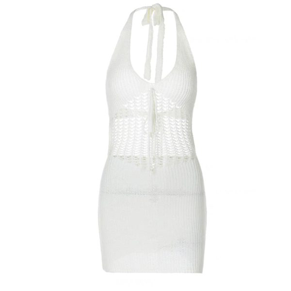 Knitted halter European style sexy big hollow dress - Image 14