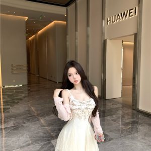 Sling cardigan spring and summer dress 2pcs set