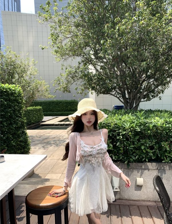 Sling cardigan spring and summer dress 2pcs set - Image 2