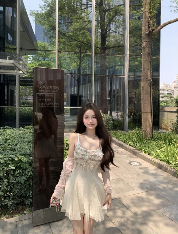 Sling cardigan spring and summer dress 2pcs set - Image 4