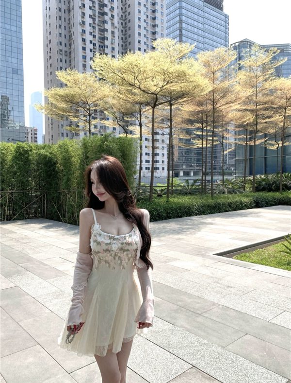 Sling cardigan spring and summer dress 2pcs set - Image 6