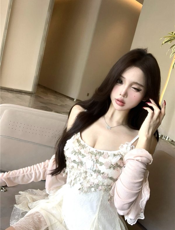 Sling cardigan spring and summer dress 2pcs set - Image 7
