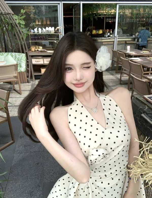 Summer A-line rose T-back temperament sweet dress for women