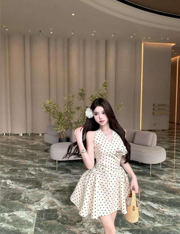 Summer A-line rose T-back temperament sweet dress for women - Image 3