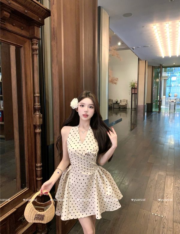 Summer A-line rose T-back temperament sweet dress for women - Image 5