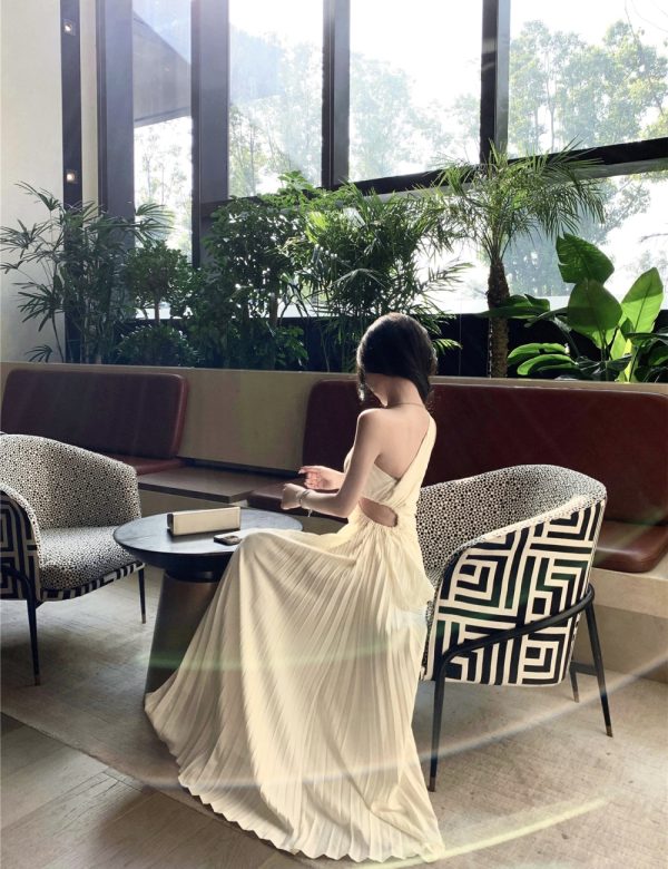 Crimp slim dress ladies long dress for women