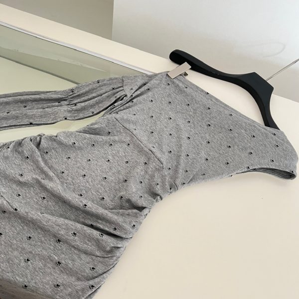 Strapless sloping shoulder dress fold slim long dress - Image 6